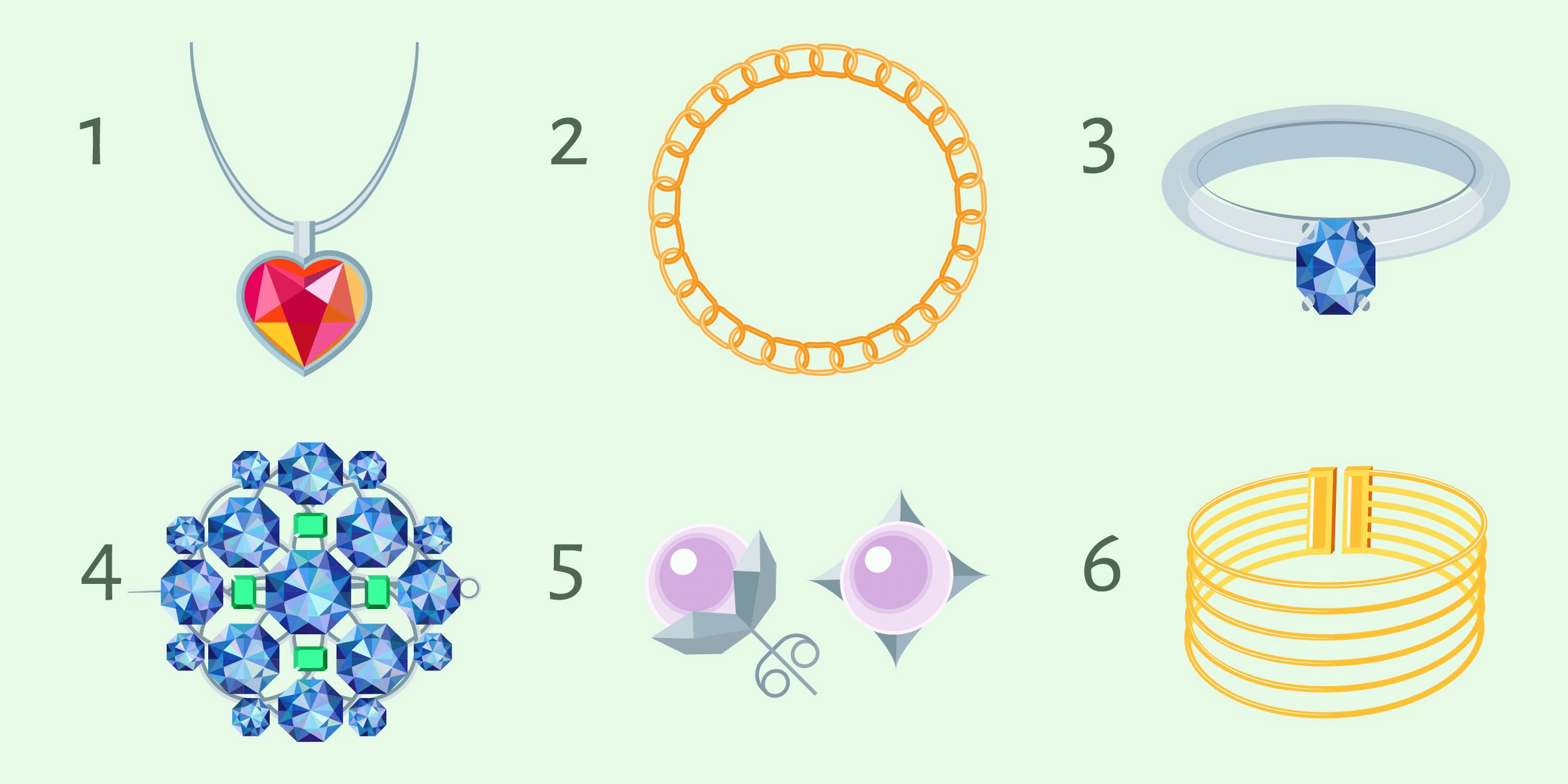 Test della personalità: Scegli uno dei 5 gioielli nell'immagine e scopri il livello della tua ambizione!